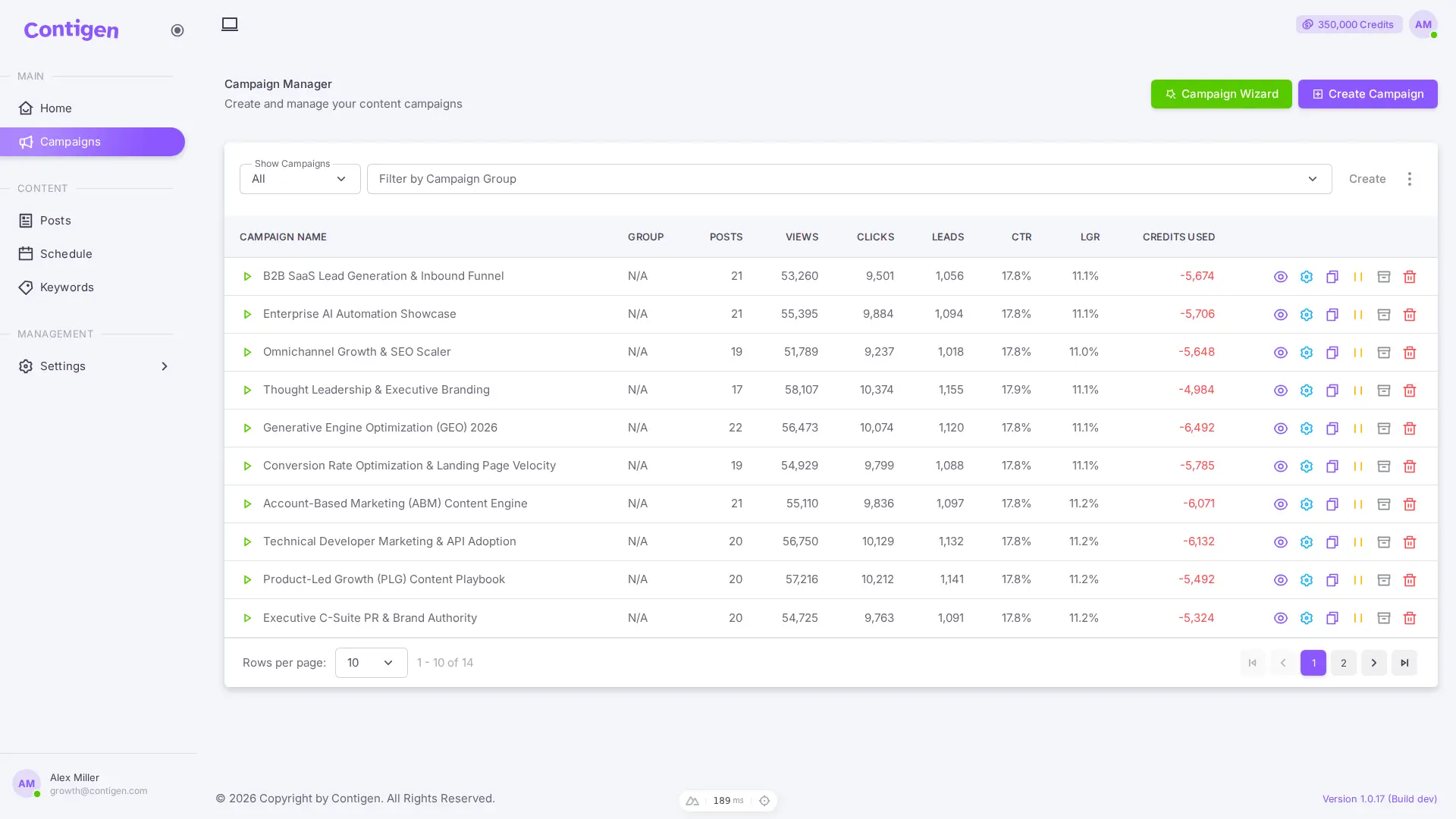 Campaign interface screenshot