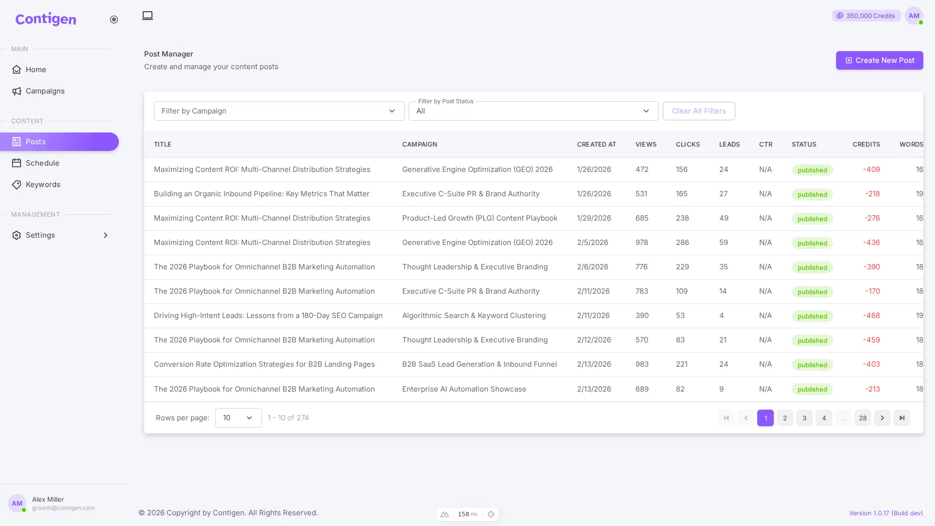 Content library interface screenshot